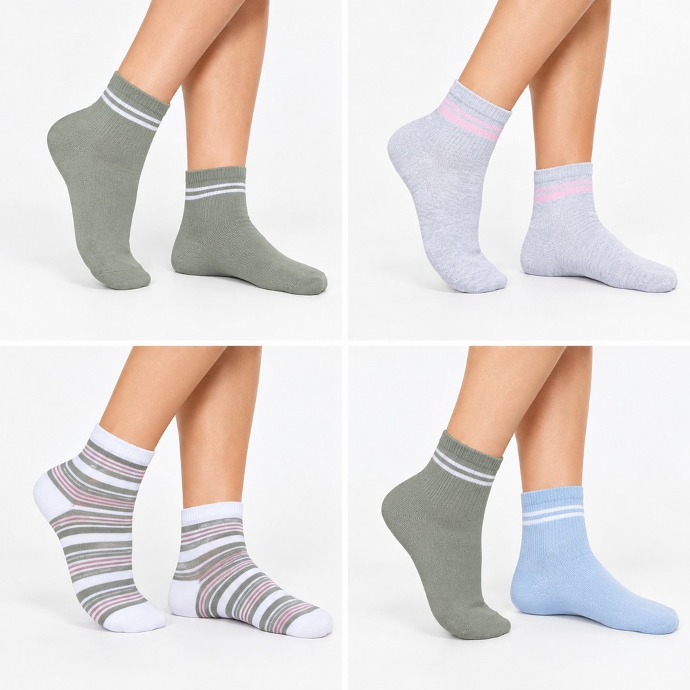 No Boundaries Womens Mid Crew Socks Size (4-10) Ribbed Fashion 6 Pack Multicolor